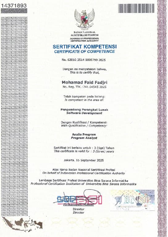 Sertifikat Kompetensi Software Development